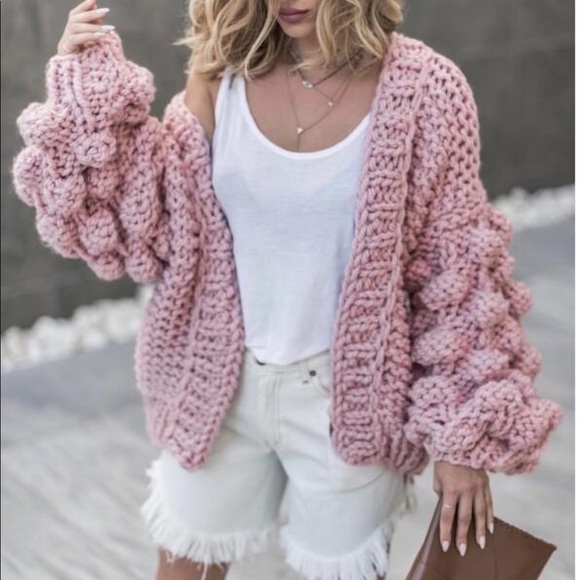 Sweaters - JUST IN! Chunky Knit Cardigan Pink